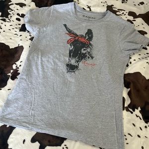 Ariat boot co donkey tee S heather grey bandana mule country rider baby tee 🫏